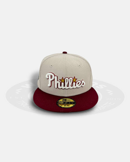 Philadelphia Phillies Stone Burgundy Two Tone Classic 59Fifty Fitted Hat