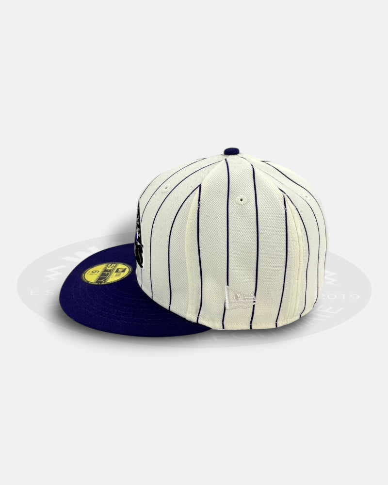 Colorado Rockies Striped Legends Elite Series White Purple 59Fifty Fitted Hat