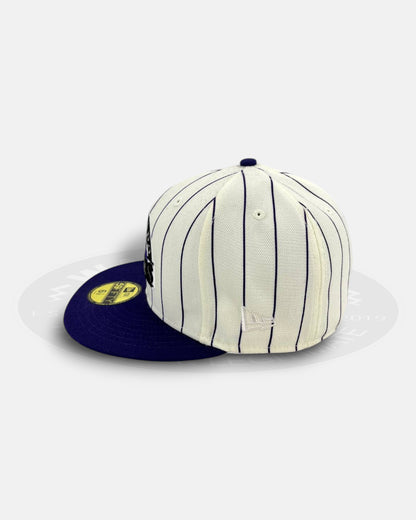 Colorado Rockies Striped Legends Elite Series White Purple 59Fifty Fitted Hat