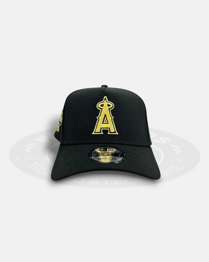 Anaheim Angels Milestone Crest Black Gold 9FORTY A-Frame Snapback Hat