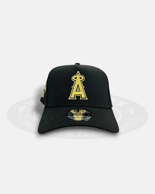 Anaheim Angels Milestone Crest Black Gold 9FORTY A-Frame Snapback Hat