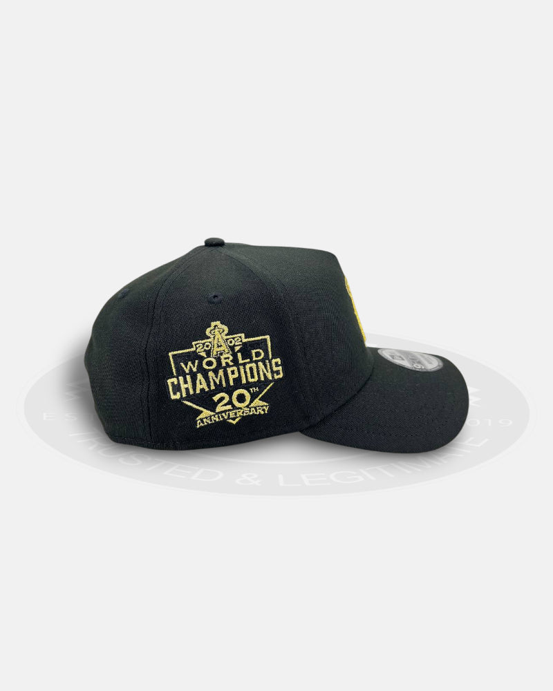 Anaheim Angels Milestone Crest Black Gold 9FORTY A-Frame Snapback Hat