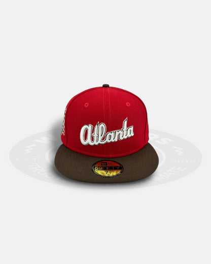 Atlanta Braves Heritage Crest Red Brown Two Tone Series 59Fifty Fitted Hat