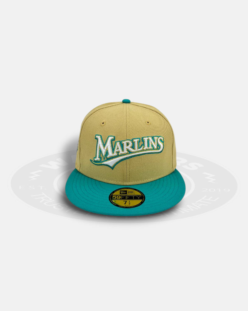 Florida Marlins Anniversary Crest Khaki Teal Two Tone Series 59Fifty Fitted Hat
