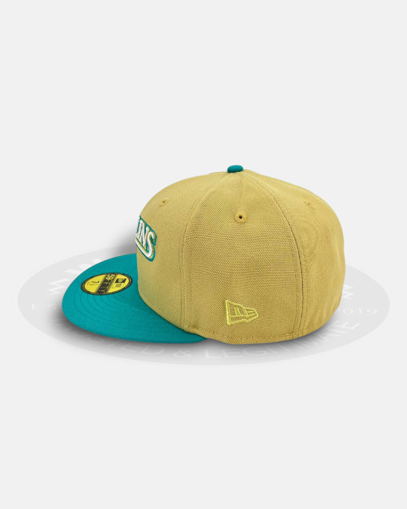 Florida Marlins Anniversary Crest Khaki Teal Two Tone Series 59Fifty Fitted Hat
