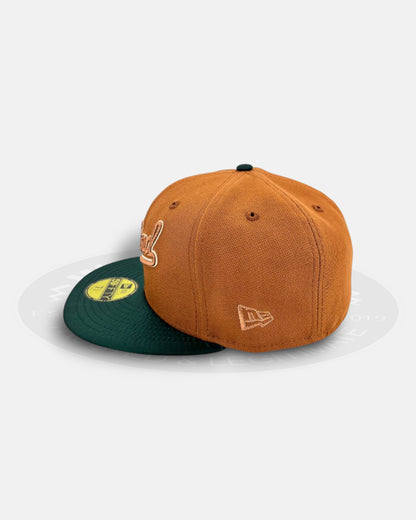 Oakland Athletics Rickey Henderson Silk Visor Two Tone Edition Bronze Black 59Fifty Fitted Hat